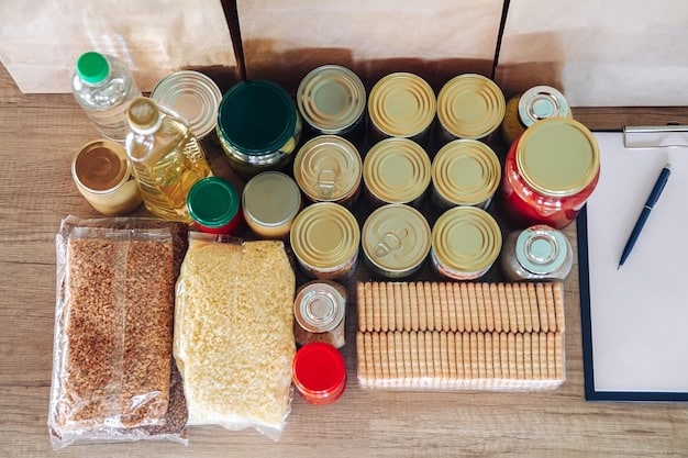 A freshly organized pantry with clear containers and labels, showing neatly arranged food items. Different sections are dedicated to snacks, baking supplies, and canned goods.