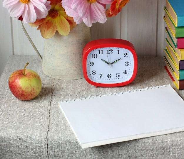 A timer set on a desk next to homework, alongside a sign which reads 