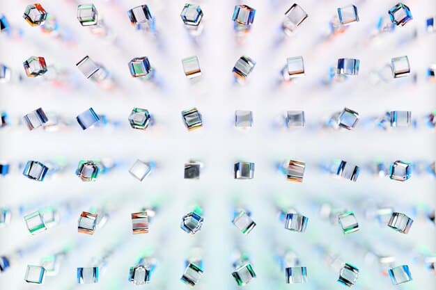 A close-up of a messy desktop screen filled with scattered photo and video files, icons, and folders. The color palette is predominantly gray and blue, and the lighting is a soft, ambient glow.