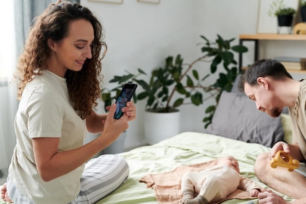 A concerned parent carefully observing their baby's skin for any signs of a rash or hives after introducing a new food. The parent is gently touching the baby's arm, demonstrating attentiveness and care.