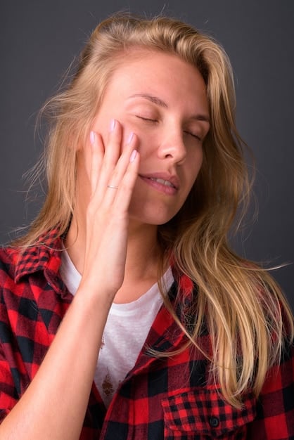 A close-up of a tired mom's face, highlighting under-eye circles and a weary expression, her hair slightly disheveled, soft lighting, background slightly blurred, emphasizing her fatigue.