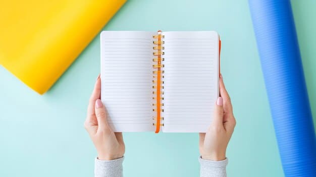 A planner with colorful sticky notes and handwritten reminders for self-care activities like 